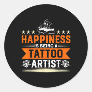 Adesivo Redondo Felicidade É Ser Um Tatuador Tatuando Tatuagem