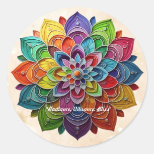 Adesivo Redondo "Felicidade Floral Colorida"