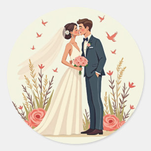Adesivo Redondo Felicidade Nupcial