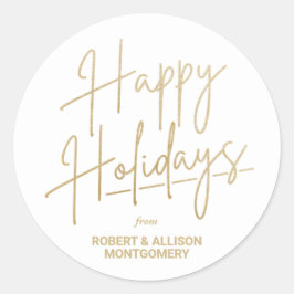 Adesivo Redondo Felicidades em Grafite Dourado Felizes Festas Bran