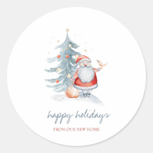 Adesivo Redondo Félicidades,Feliz Natal,Pai Natal,Árvore de Natal
