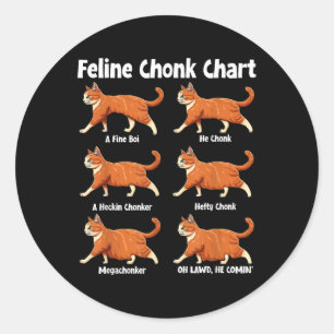 Adesivo Redondo Feline Chonge Chart Gato De Gordura Engraçado