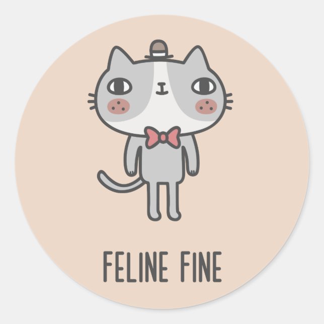Adesivo Redondo Feline Fine (Frente)