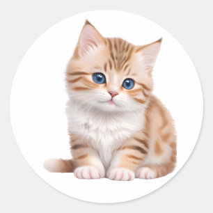 Adesivo Redondo Felino Gatinho Gatinho Adorável