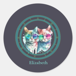 Adesivo Redondo Felinos casal dia dos namorados Engraçado