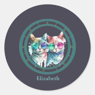 Adesivo Redondo Felinos casal dia dos namorados Engraçado