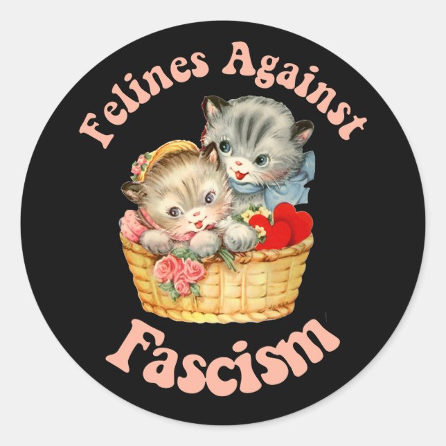 Adesivo Redondo Felinos Contra o Fascismo (Frente)