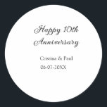 Adesivo Redondo Feliz 10º aniversário, simples nome de casamento m<br><div class="desc">design</div>