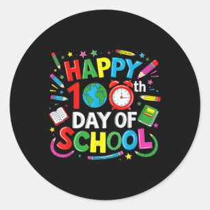Adesivo Redondo Feliz 100º Dia Da Escola 100 Dias De Ensino Escola