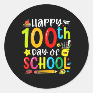 Adesivo Redondo Feliz 100º Dia Da Escola 100 Dias De Ensino Escola