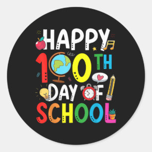 Adesivo Redondo Feliz 100º Dia Da Escola 100 Dias De Ensino Escola