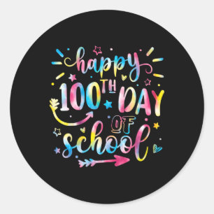 Adesivo Redondo Feliz 100º Dia De Camisa De Escola Para Estudantes