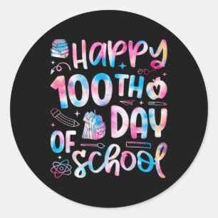 Adesivo Redondo Feliz 100º Dia De Professora Escolar 100 Dias De E