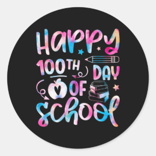Adesivo Redondo Feliz 100º Dia De Professora Escolar 100 Dias De E
