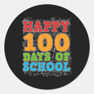 Adesivo Redondo Feliz 100º Dia De Professores Estudantes 100