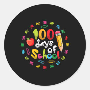 Adesivo Redondo Feliz 100º Dia de Professores Estudantes 100 Da