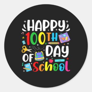 Adesivo Redondo Feliz 100º Dia De Professores Estudantes De 100 Di