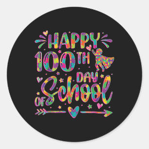 Adesivo Redondo Feliz 100º Dia De Quebra-cabeça Escolar 100 Dias M
