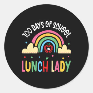 Adesivo Redondo Feliz 100 Dias De Almoço Escolar Lady Rainbow Cele