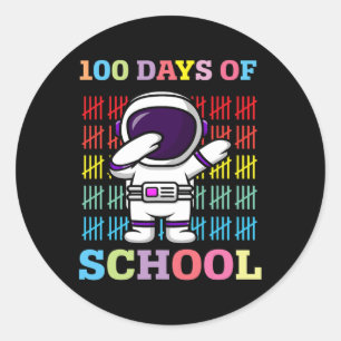 Adesivo Redondo Feliz 100 Dias De Crianças Escolares A Abater Astr