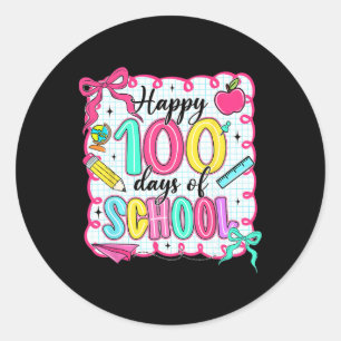 Adesivo Redondo Feliz 100 Dias De Escola Cute Professor Crianças E