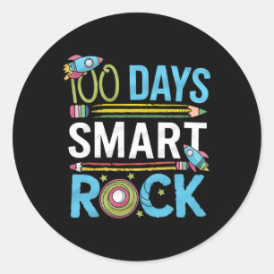 Adesivo Redondo Feliz 100 Dias De Escola Smart Rock K