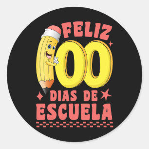 Adesivo Redondo Feliz 100 Dias De Escuela Groovy 100 Dias Espanha