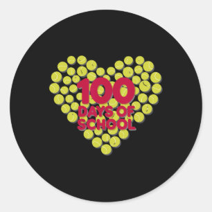 Adesivo Redondo Feliz 100 Dias De Tênis do Coração Escolar 100º Di