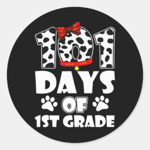 Adesivo Redondo Feliz 101 Dias de Escola 1rua Cão 100 Dias Intelig