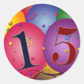 Adesivo Redondo Feliz 15 Birthday