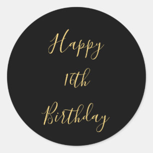 Adesivo Redondo Feliz 16.º aniversário Ouro Amarelo - Idade Person