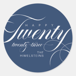 Adesivo Redondo Feliz 223 Chanucá Branco Azul