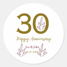 Feliz 30º aniversário nome data folha vermelha dou