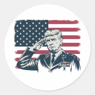Adesivo Redondo Feliz 4 de julho Bandeira Americana Trump