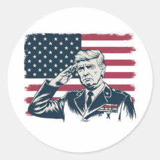 Adesivo Redondo Feliz 4 de julho Bandeira Americana Trump