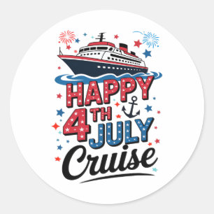 Adesivo Redondo Feliz 4 De Julho, Família Cruise, Correspondência