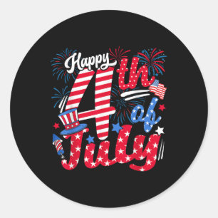 Adesivo Redondo Feliz 4 De Julho Nos Estados Unidos Bandeira Ameri