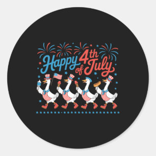 Adesivo Redondo Feliz 4 de Julho Patos Dia da Independência Americ