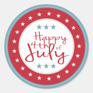 Adesivo Redondo Feliz 4 de julho Stars Stickers