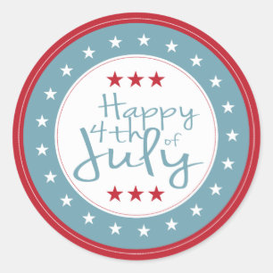 Adesivo Redondo Feliz 4 de julho Stars Stickers