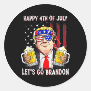 Adesivo Redondo Feliz 4 De Julho, Vamos Vai Cerveja Brandon Trump