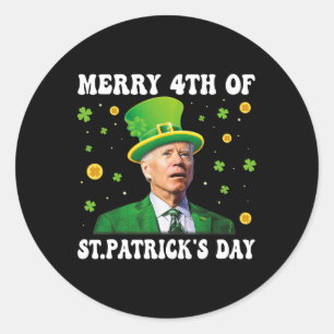 Adesivo Redondo Feliz 4 de St Patricks Dia Groovy Joe Biden Conf
