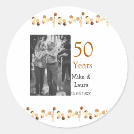 Adesivo Redondo Feliz 50º aniversário adicionar nome do casal data