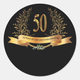Adesivo Redondo Feliz 50º aniversário de casamento Carrinhos de sa