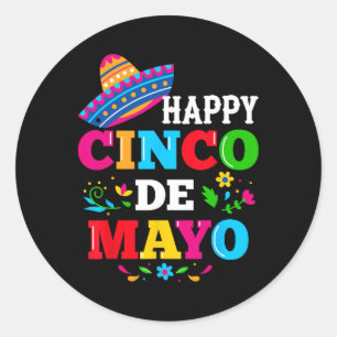 Adesivo Redondo Feliz 5 De Maio Vamos Festejar Viva México Cinco D