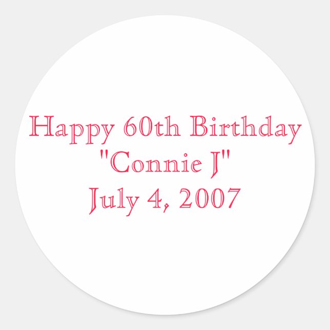 Adesivo Redondo Feliz 60º aniversário (Frente)