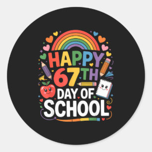 Adesivo Redondo Feliz 67º Dia De Memes Escolares 67 Dias De Escola