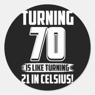 Adesivo Redondo Feliz 70 Birthday