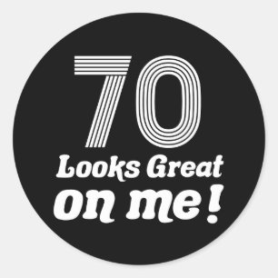 Adesivo Redondo Feliz 70 de aniversário para ela
