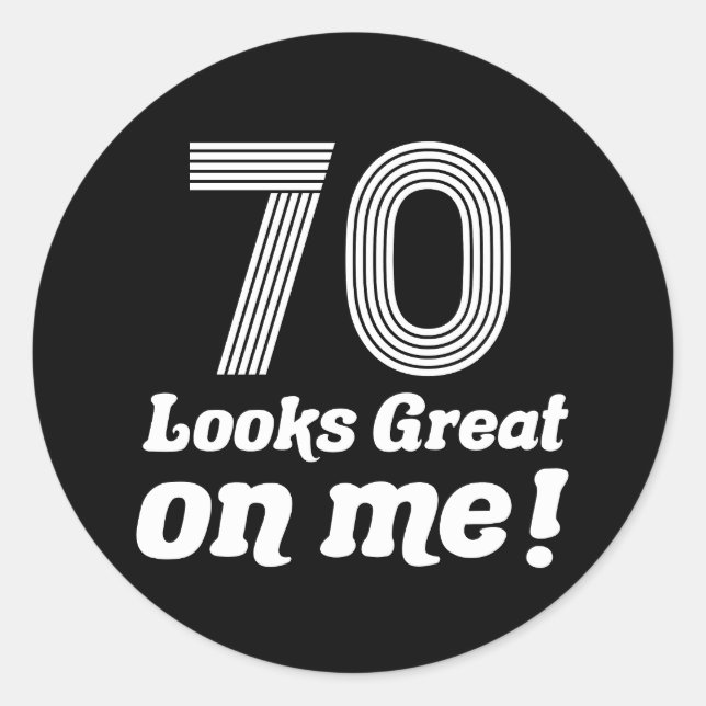 Adesivo Redondo Feliz 70 de aniversário para ela (Frente)